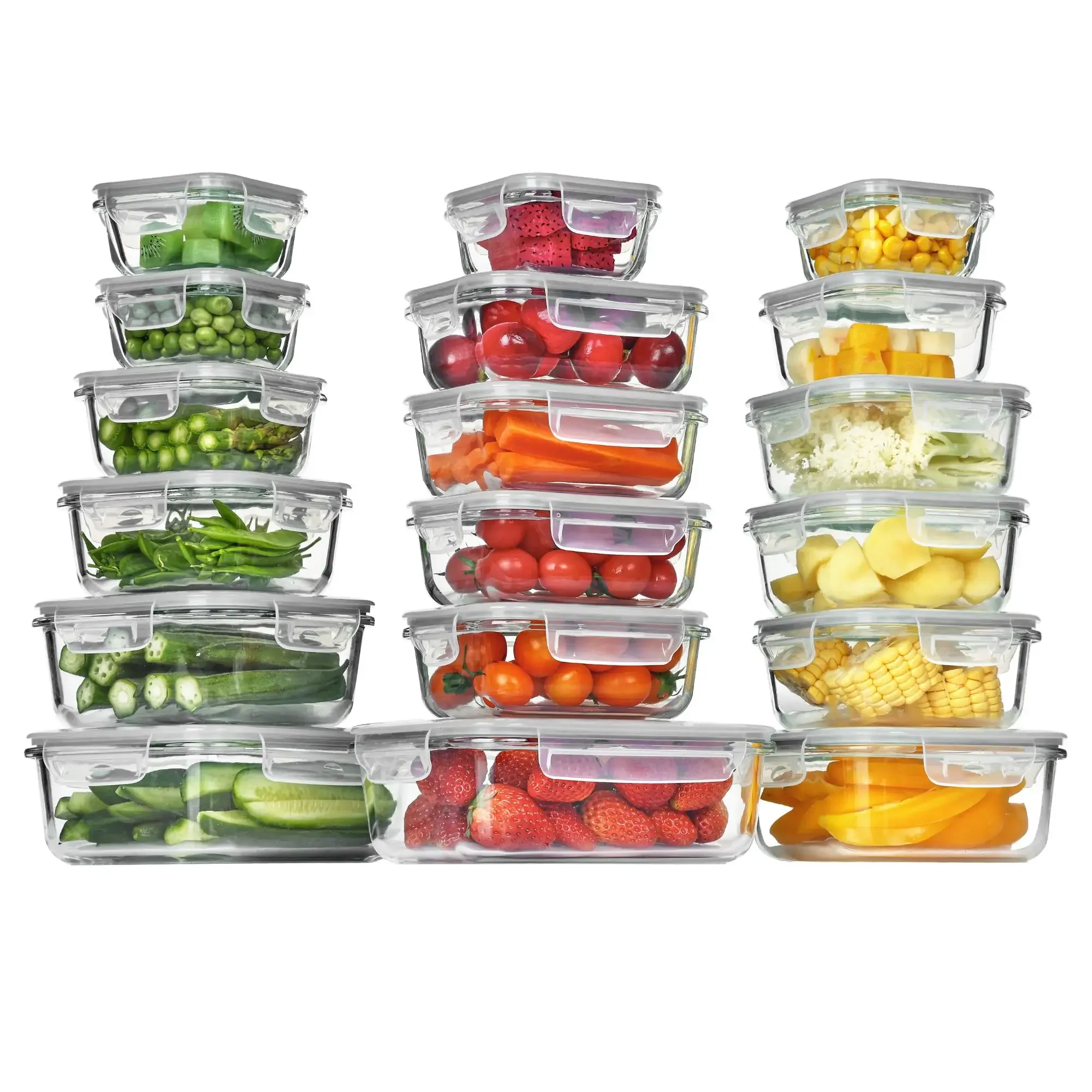 Meal Prep Oven Safe Containers - Paquete de 18 Recipientes de Vidrio