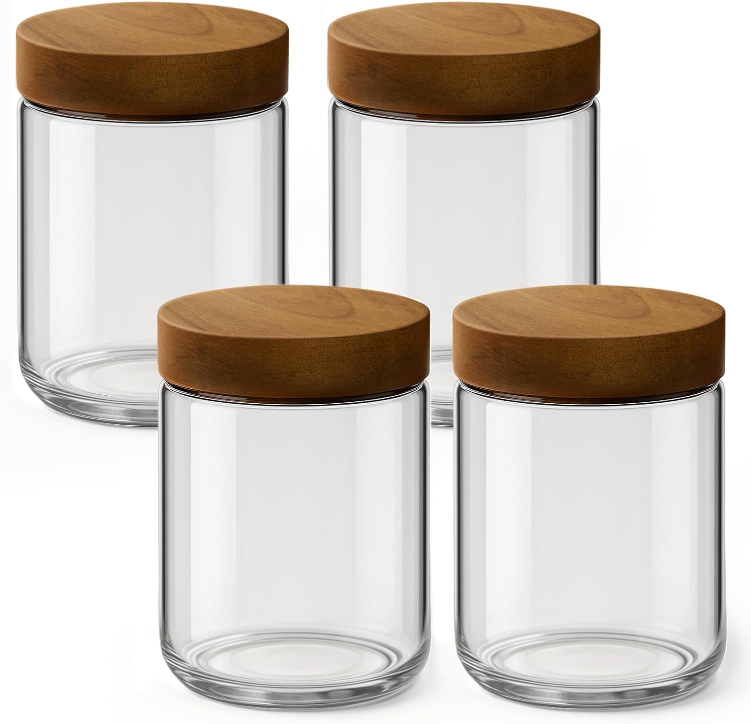 Meal Prep Jars With Lids - Paquete de 4 Recipientes de Vidrio