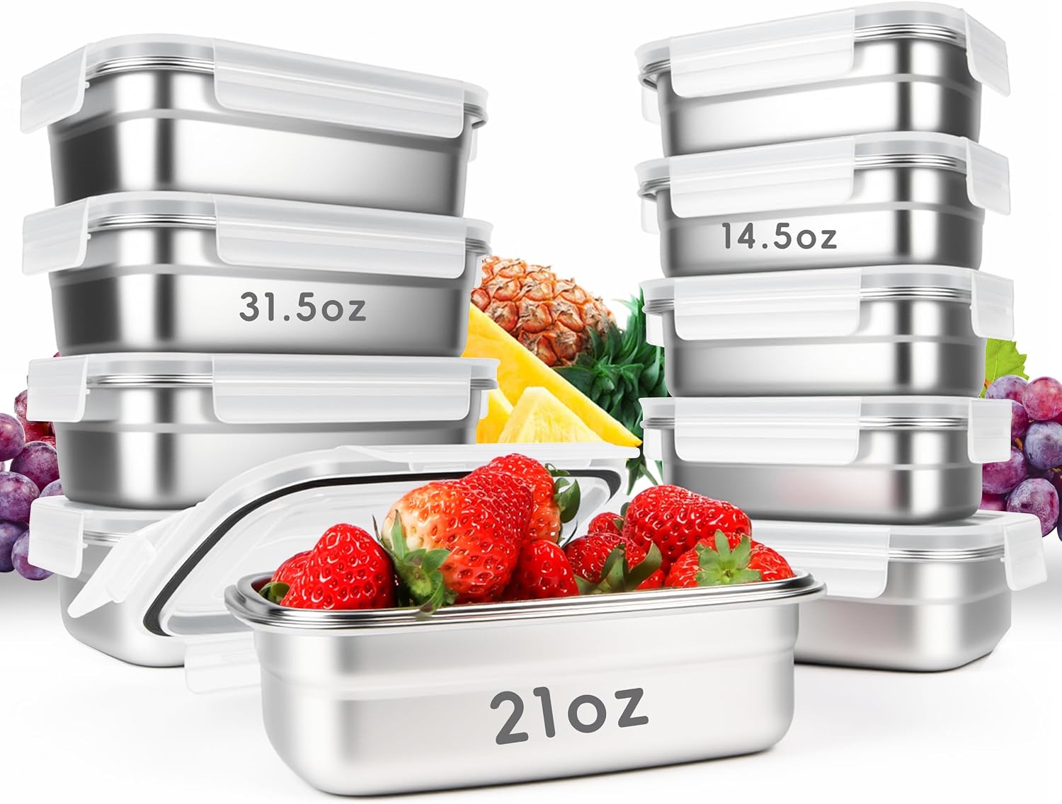 Meal Prep Oven Safe Containers - 10 recipientes de almacenamiento de alimentos