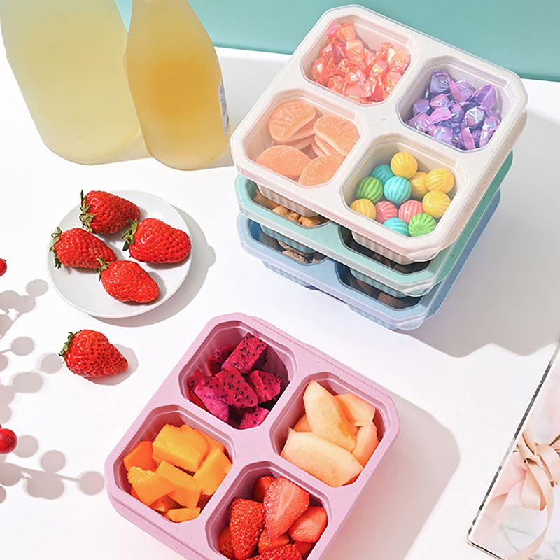Meal Prep Meal Ideas - Contenedores de aperitivos con 4 compartimentos,