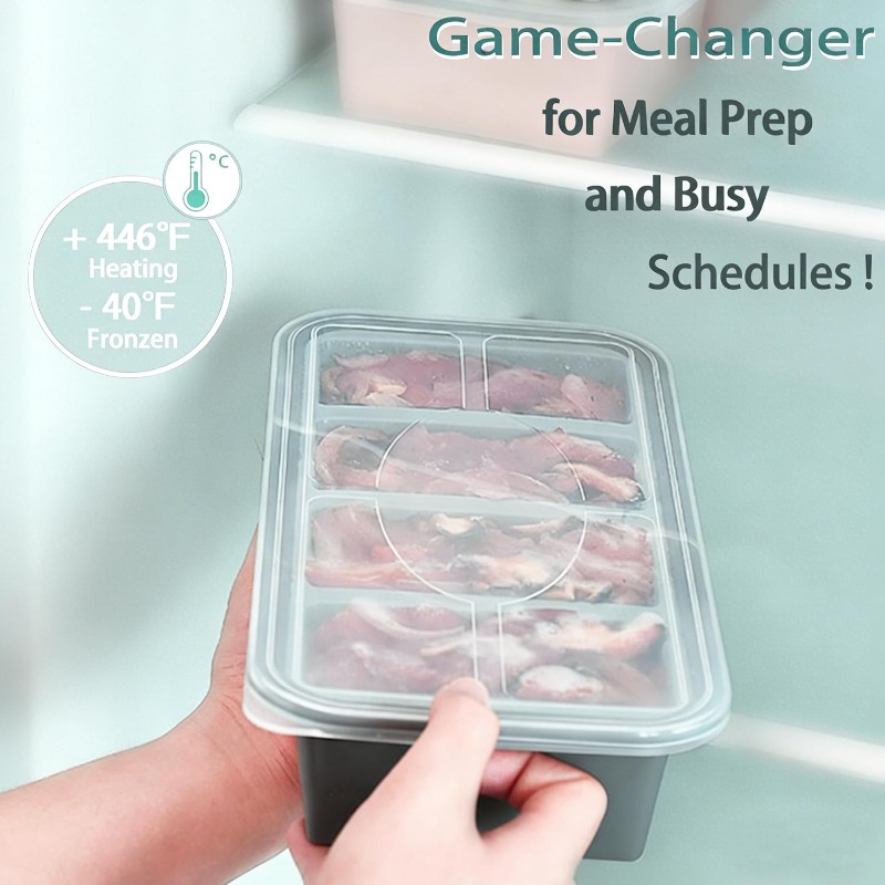 Meal Prep Oven Safe Containers - Moldes de Silicona para Congelador, Bandeja