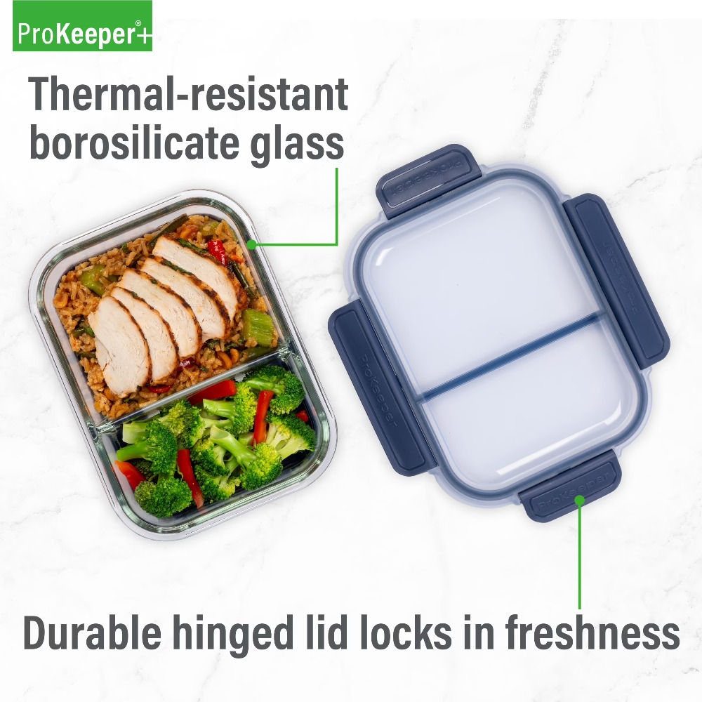 Meal Prep Oven Safe Containers - Recipientes de Vidrio Borosilicato Premium para