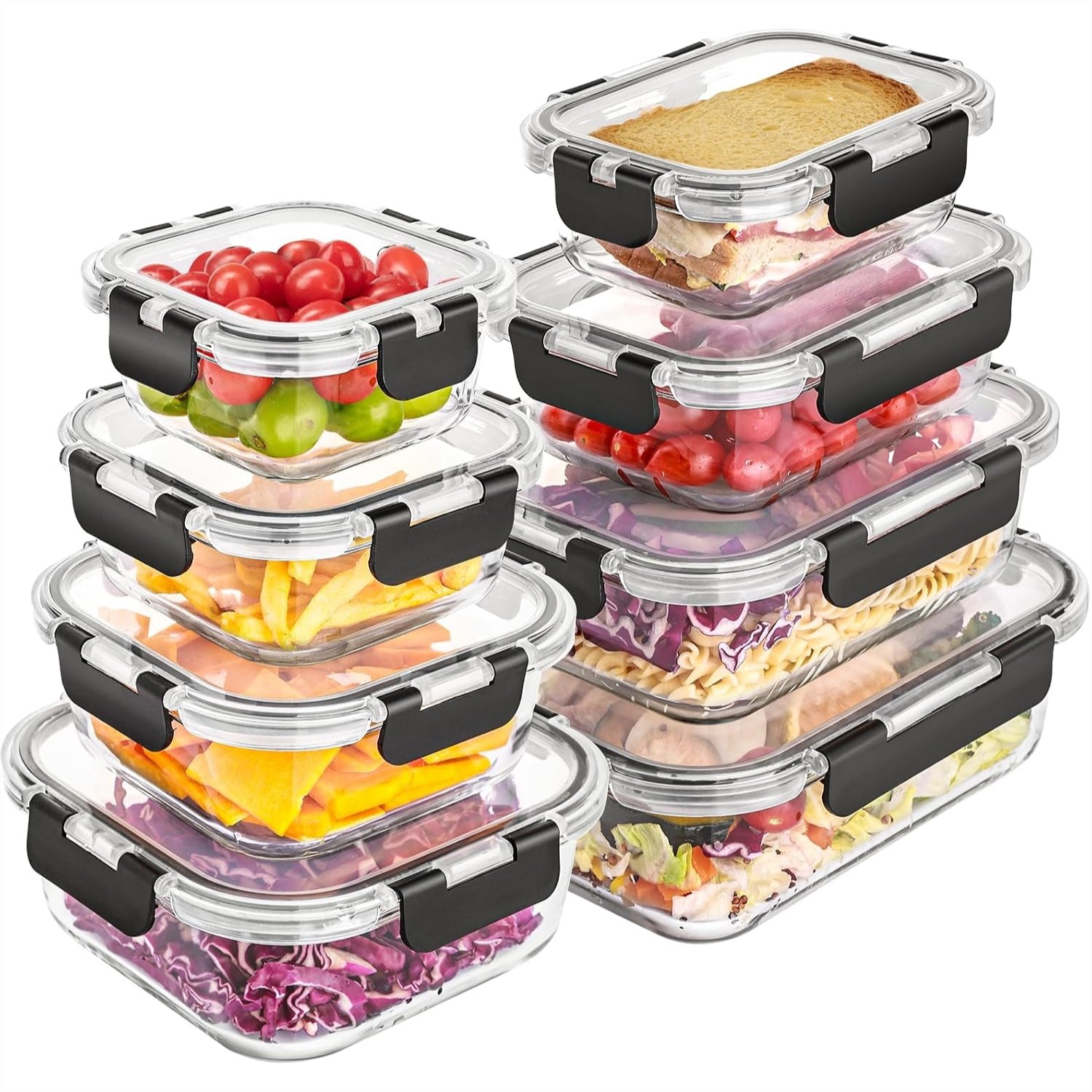 Meal Prep Oven Safe Containers - Paquete de 8 Recipientes de Vidrio