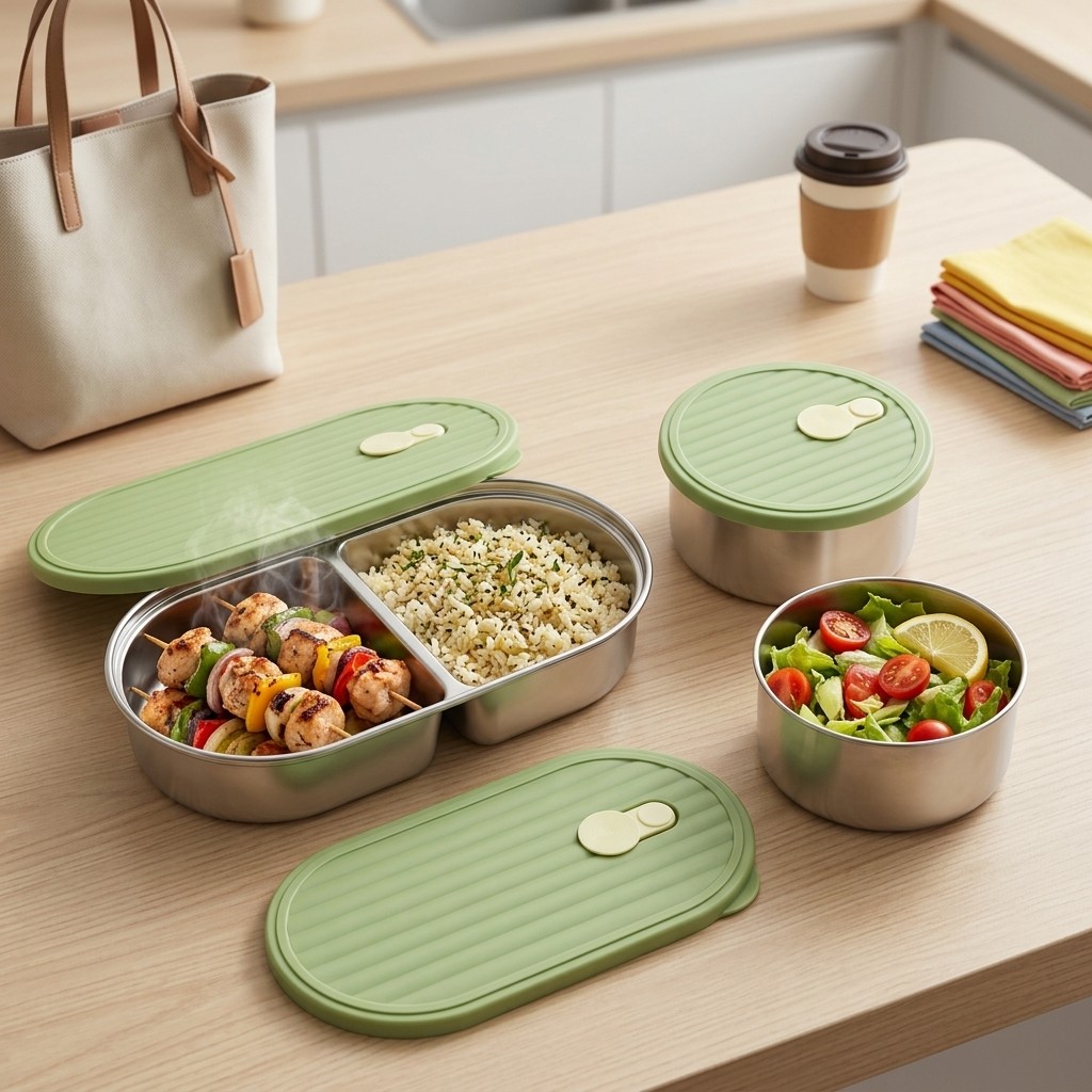Lonchera de Acero Inoxidable 3 - Meal Prep Meal Ideas reseña y precio