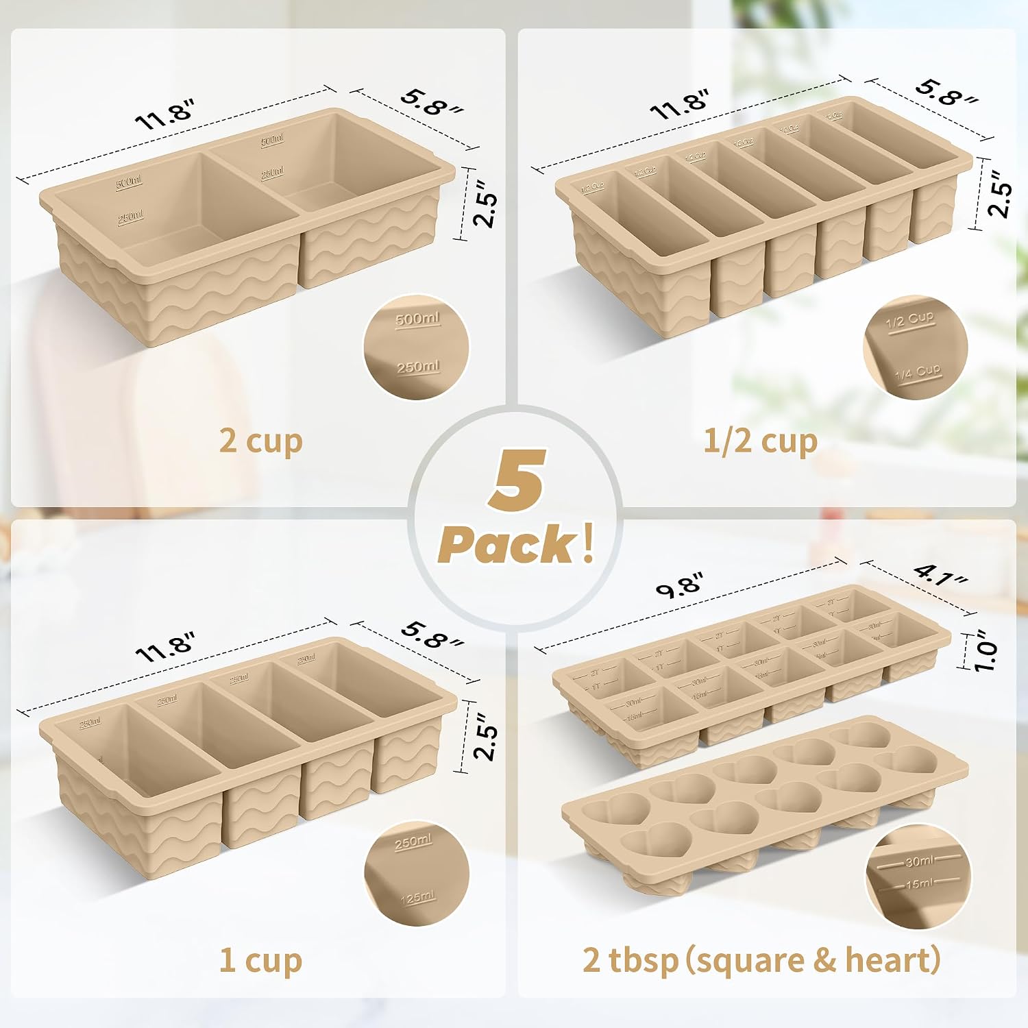 Molde de silicona para congela - Meal Prep Oven Safe Containers reseña y precio