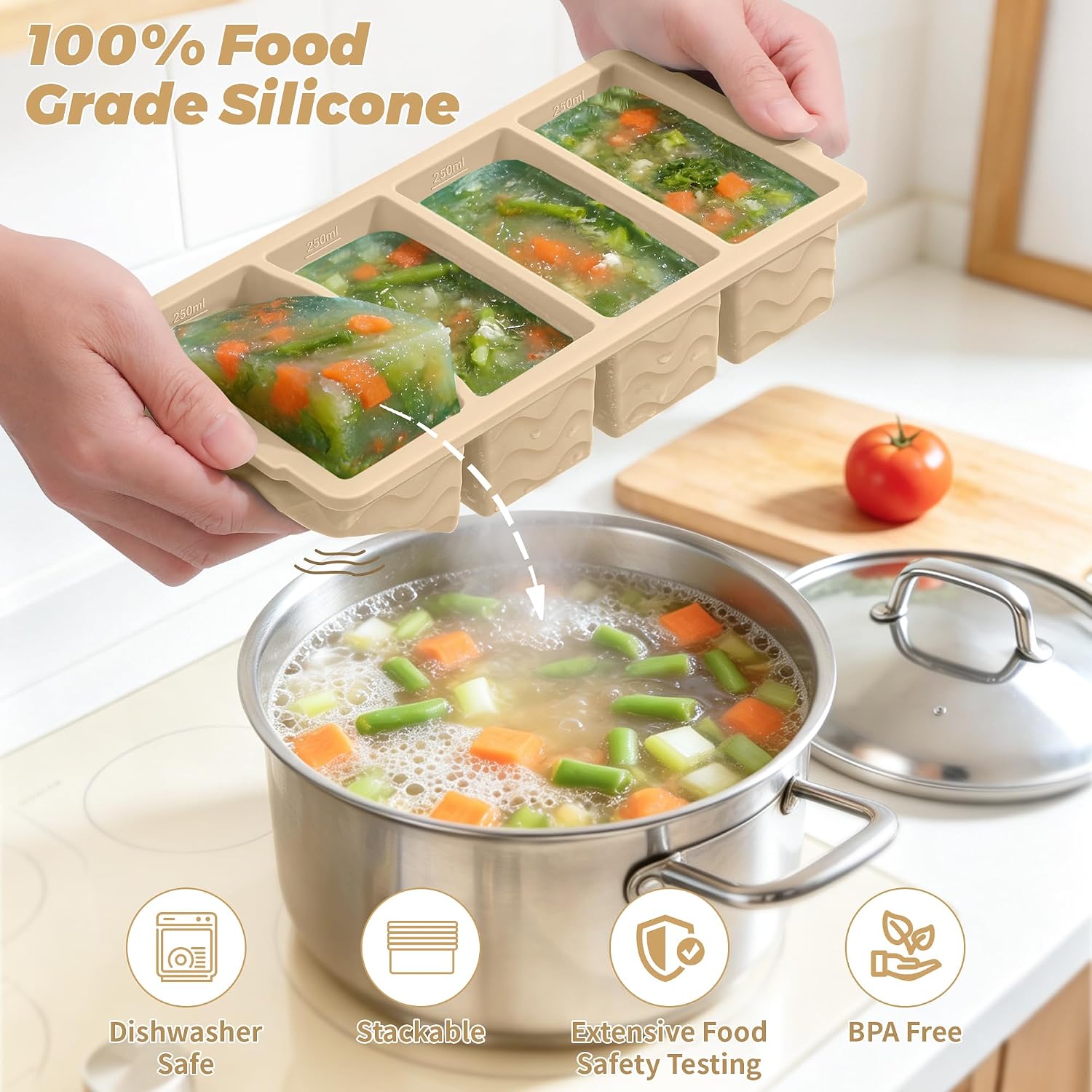 Molde de silicona para congela - Meal Prep Oven Safe Containers reseña y precio