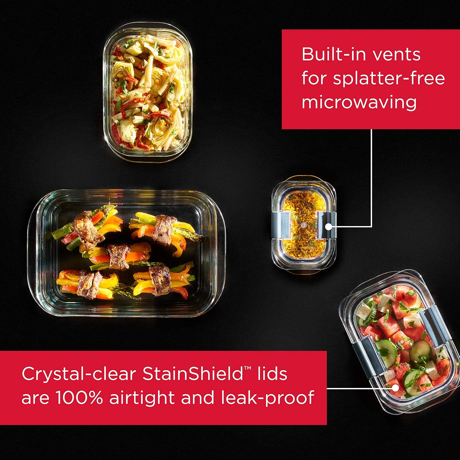Juego de 4 Recipientes de Vidr - Meal Prep Oven Safe Containers reseña y precio