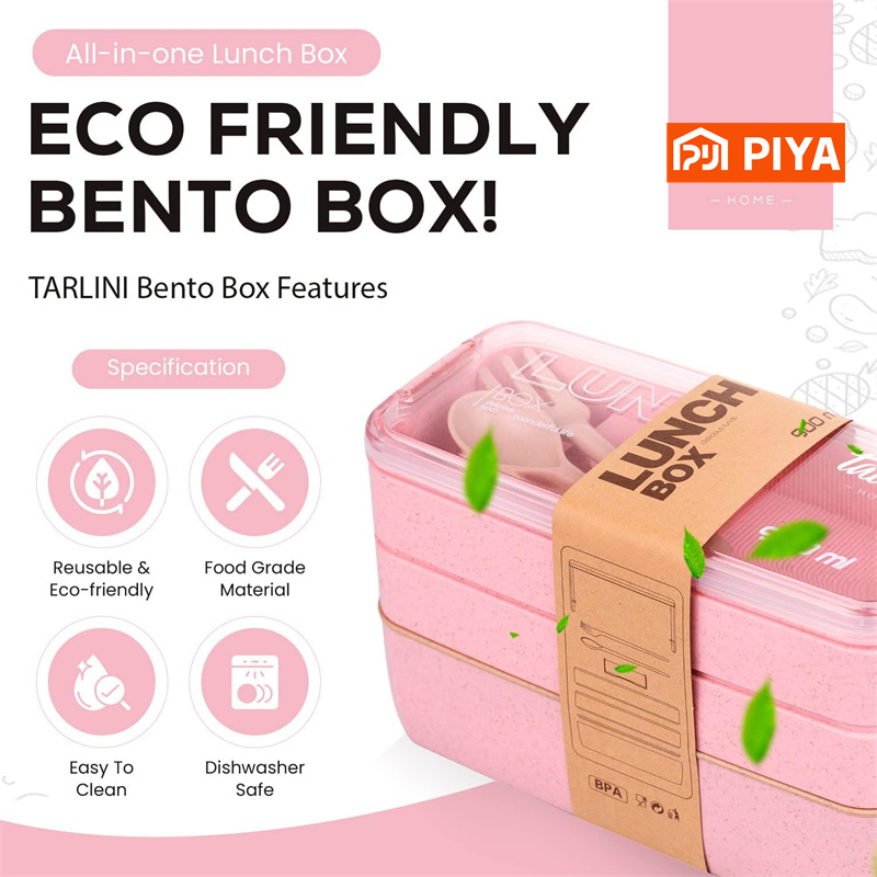 Caja Bento de paja de trigo co - Meal Prep Kits reseña y precio