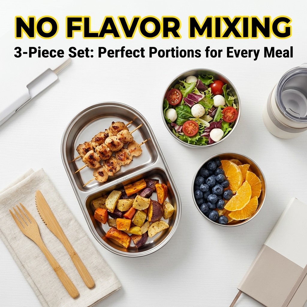 Lonchera de Acero Inoxidable 3 - Meal Prep Meal Ideas reseña y precio