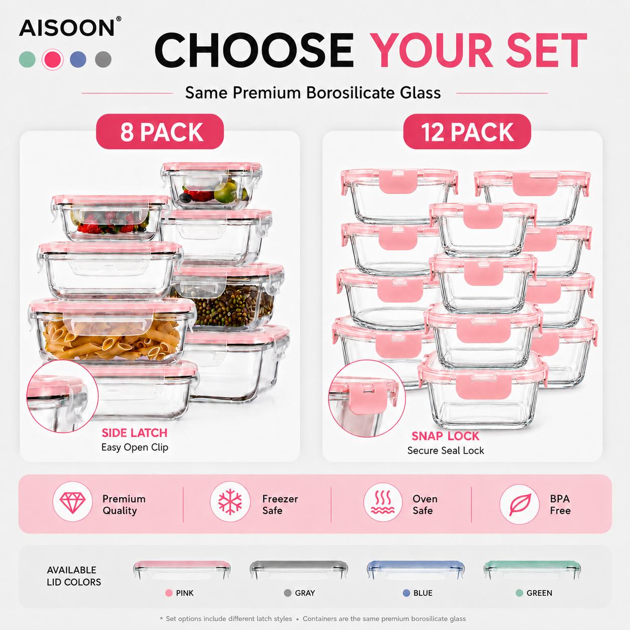 Juego de 8/12 piezas de recipi - Meal Prep Oven Safe Containers reseña y precio