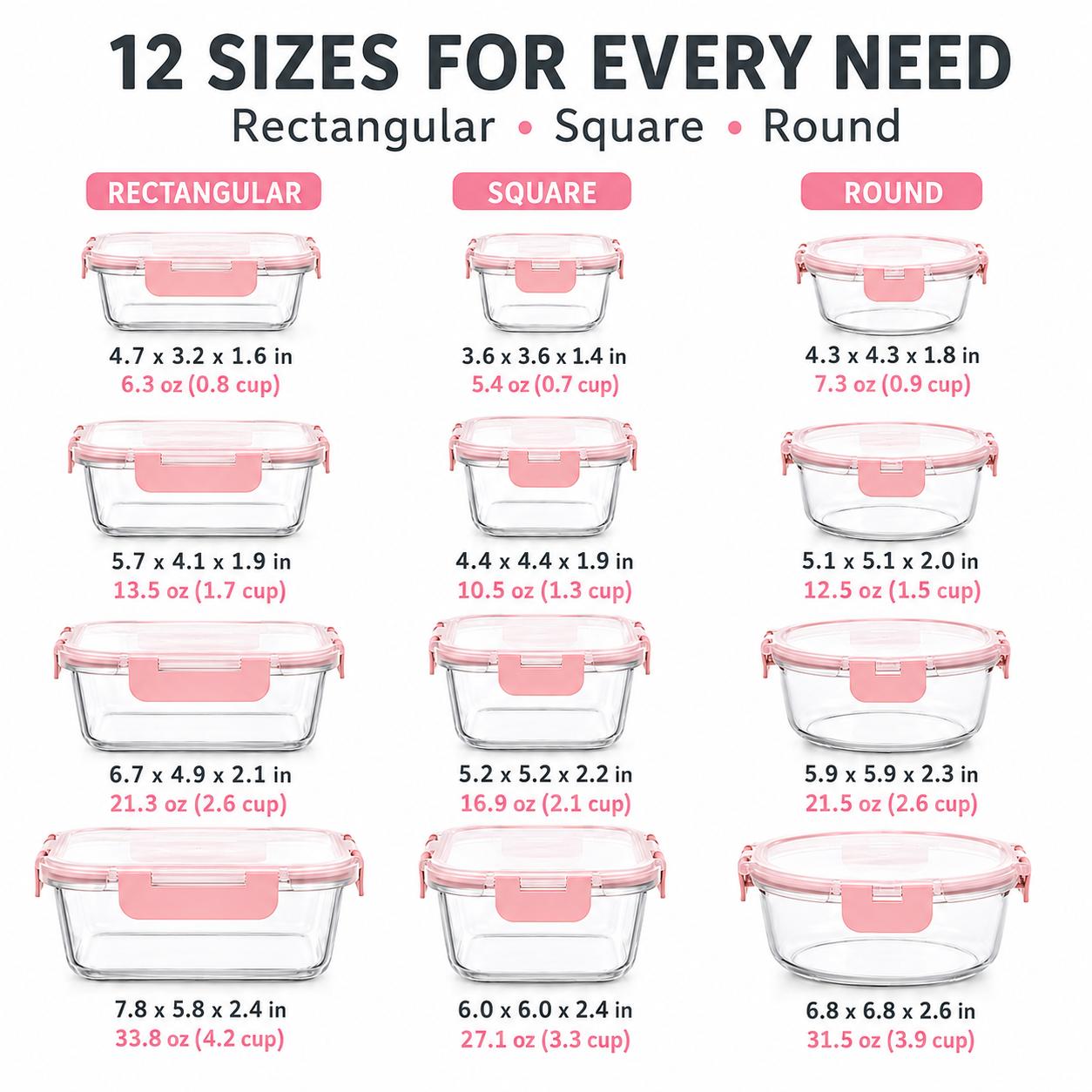 Juego de 8/12 piezas de recipi - Meal Prep Oven Safe Containers reseña y precio